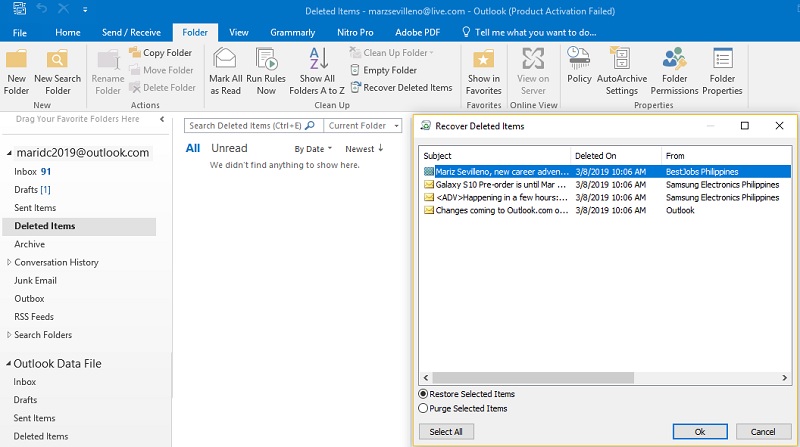 how to recover permanently deleted emails in outlook 2018